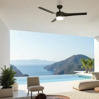 Matt Black Ceiling Fan with Integrated Light, 152 cm, 40W - Image 1