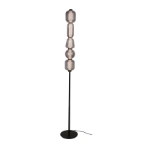 LED pastatomas šviestuvas 17W 3000K, juodas matinis metalas su akrilu ir tonuotu stiklu - Nuotrauka 1