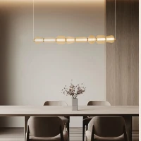 Modern Gold Geometric Linear LED Pendant Light - Image 3