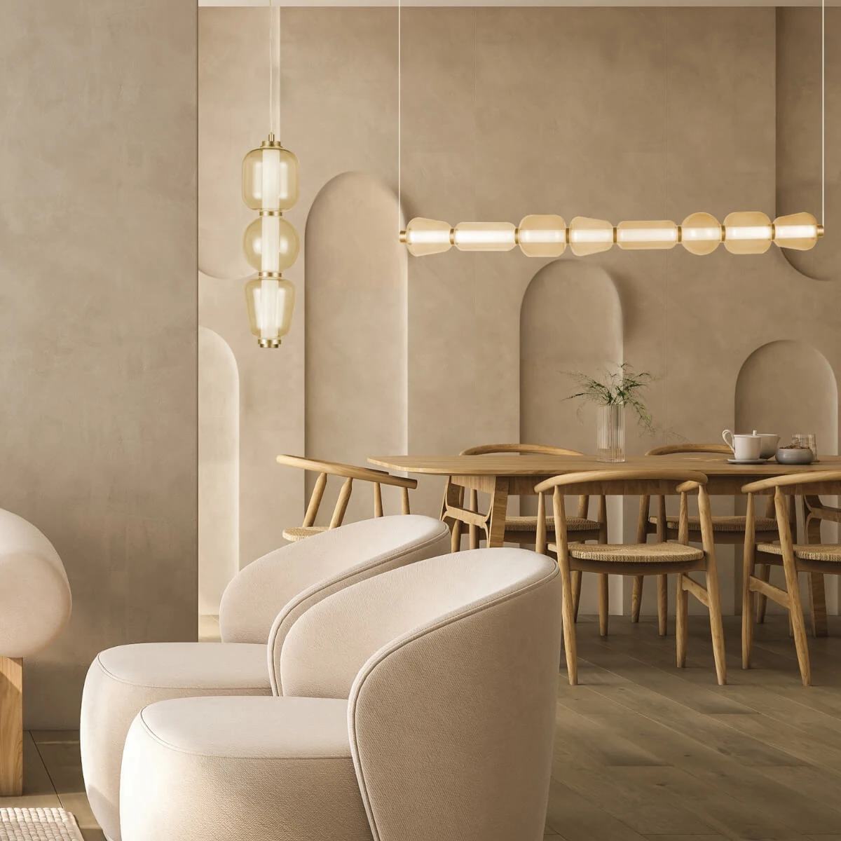 Modern Gold Geometric Linear LED Pendant Light