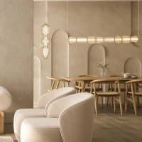 Modern Gold Geometric Linear LED Pendant Light - Image 1
