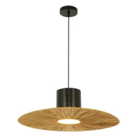 Pakabinamas šviestuvas su natūralaus popieriaus gaubtu, juodas metalas, Ø60cm - Nuotrauka 2