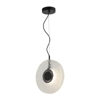 LED pakabinamas šviestuvas | Raštuotas stiklo diskas su juodu akcentu - Nuotrauka 2