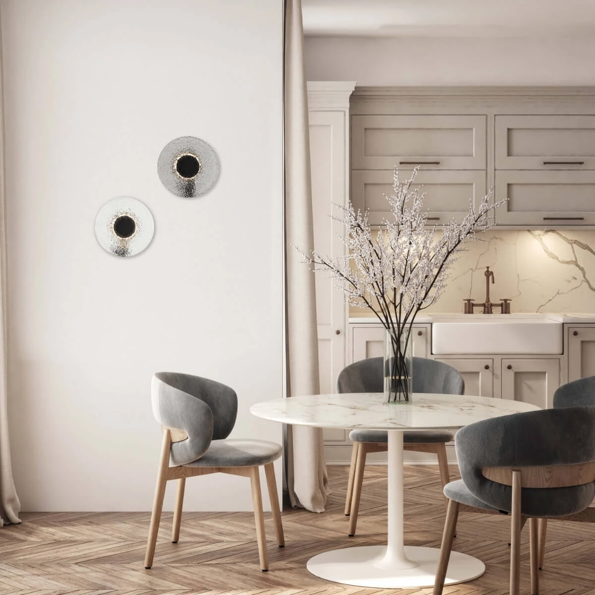 Round LED Wall Light with Textured Glass
