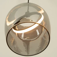 Smoked Glass LED Pendant Light, Matt Black - Image 1
