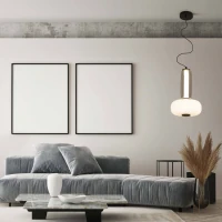 Modern Black LED Pendant Light with Smoked & Opal Glass - Image 3