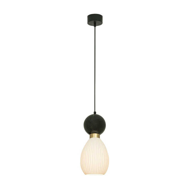 Kabinamas Šviestuvas su Juodu Marmuru, Žalvariu ir Rifliuotu Gipso Gaubtu, 33 cm
