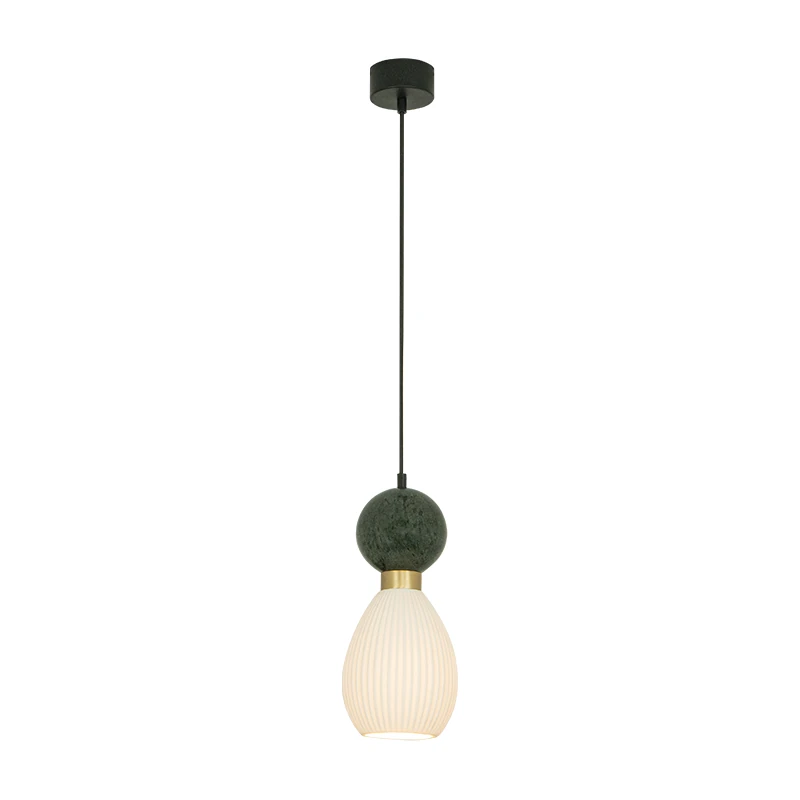 Pakabinamas Šviestuvas | Žalias Marmuras, Žalvaris, Gipsas | Juodas | 33cm