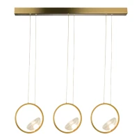 Gold Matt Aluminium 3-Light LED Pendant with Clear Glass, 21W 3000K