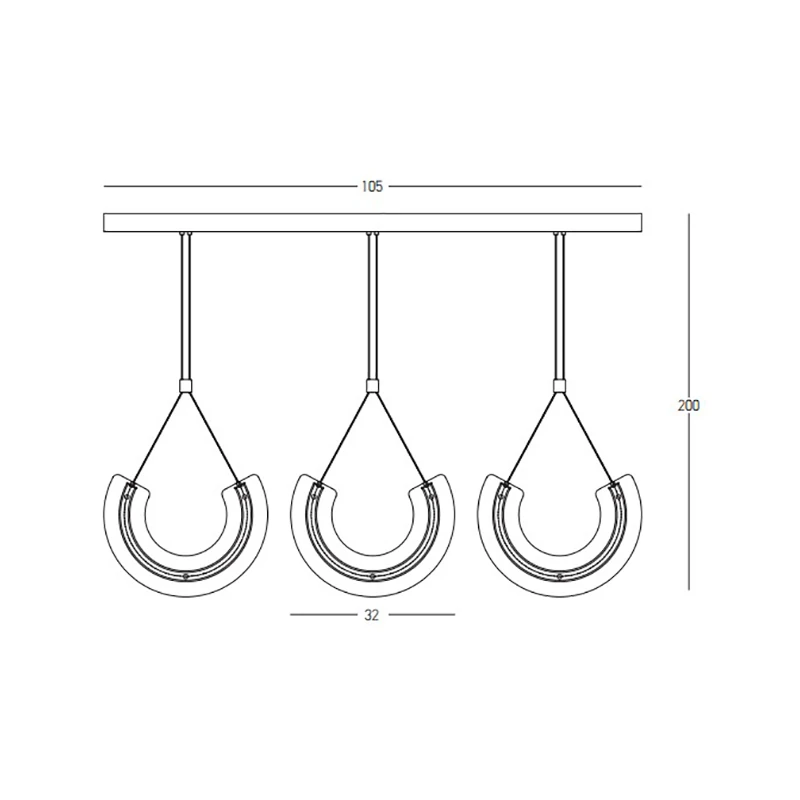 Gold Matt LED 3-Light Arc Pendant