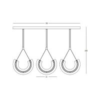 Gold Matt LED 3-Light Arc Pendant - Image 2