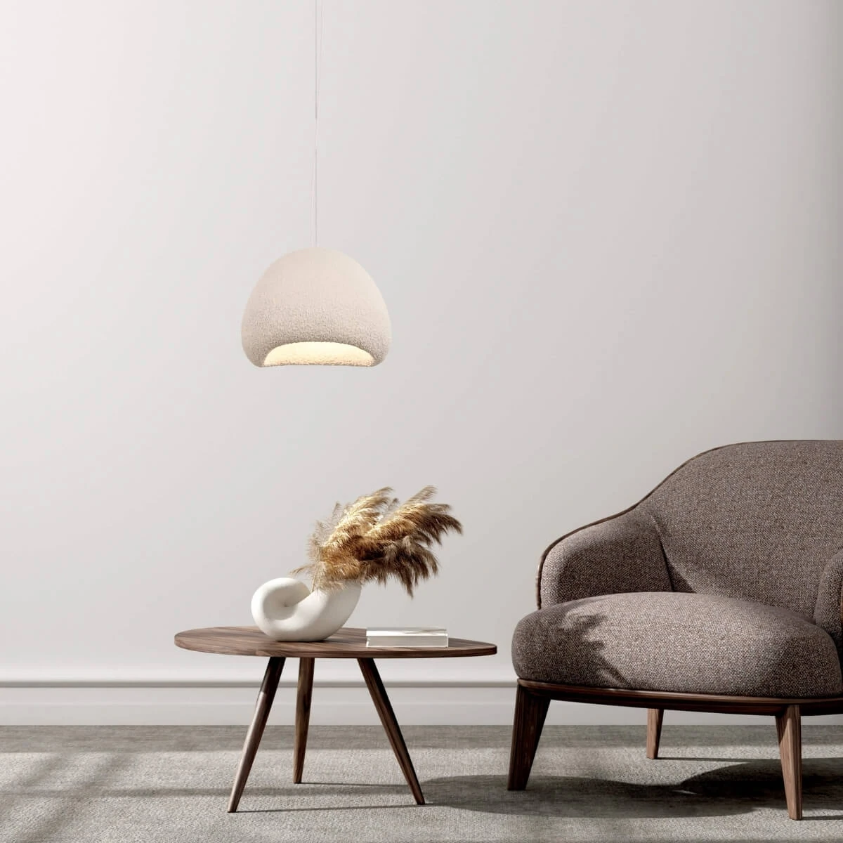 Natural Textured Fiberglass Pendant Lamp, 30x26 cm