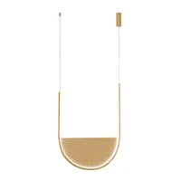 Auksinis matinis LED pakabinamas šviestuvas su šampano spalvos stiklu (28W, 3000K-4000K) - Nuotrauka 1