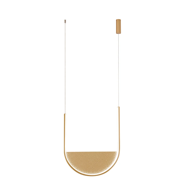 Gold Matt U-Shaped LED Pendant Light | Champagne Glass