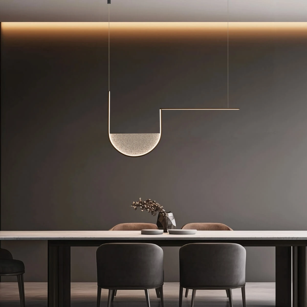 LED pakabinamas šviestuvas | Abstraktus, Matinės Juodos & Šviesiai Pilko Stiklo