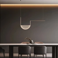 LED pakabinamas šviestuvas | Abstraktus, Matinės Juodos & Šviesiai Pilko Stiklo - Nuotrauka 1