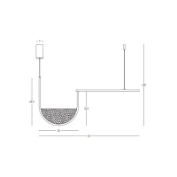Aukso Matinės Spalvos LED Pakabinamas Šviestuvas su Šampano Stiklu (I: 101 cm) - Nuotrauka 2