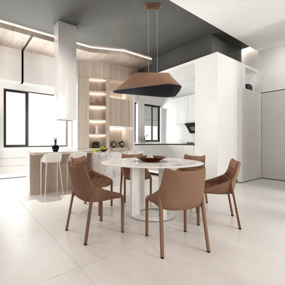 Acoustic Panel LED Pendant Light Brown-Grey 8W 3000K