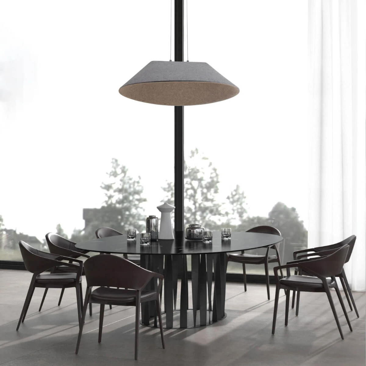 Grey Acoustic LED Pendant Light, Dimmable, 75cm