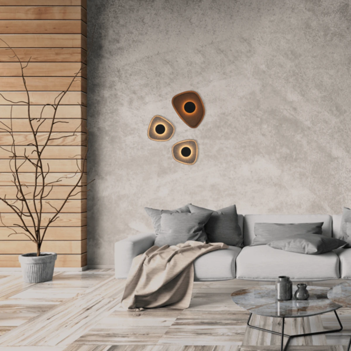 Acoustic LED Wall Sconce, Brown-Black