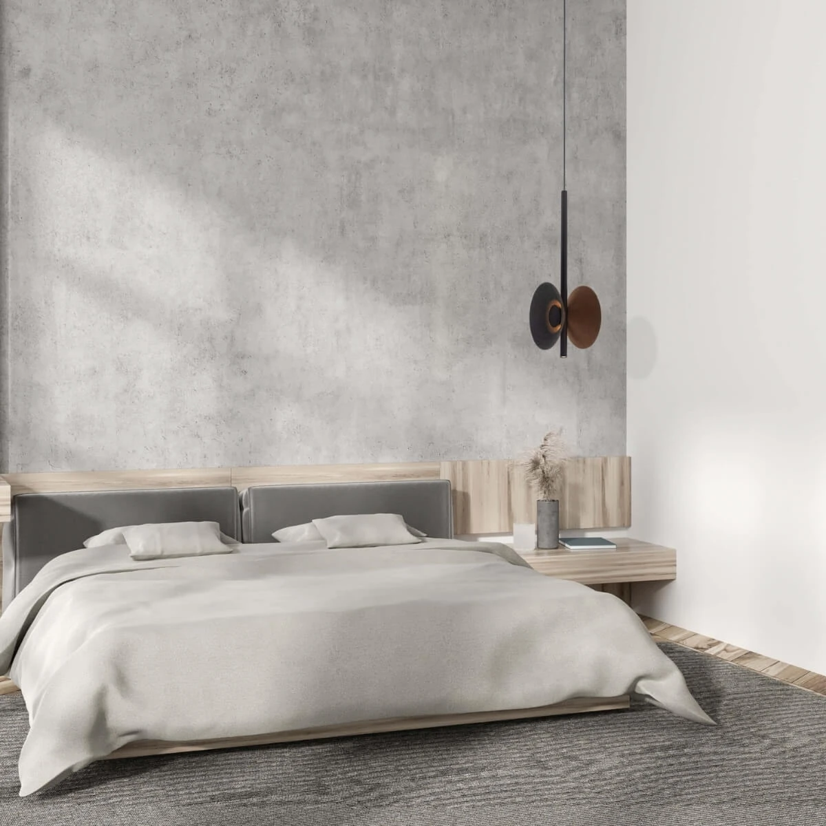 Acoustic Panel LED Pendant Light, Brown & Grey