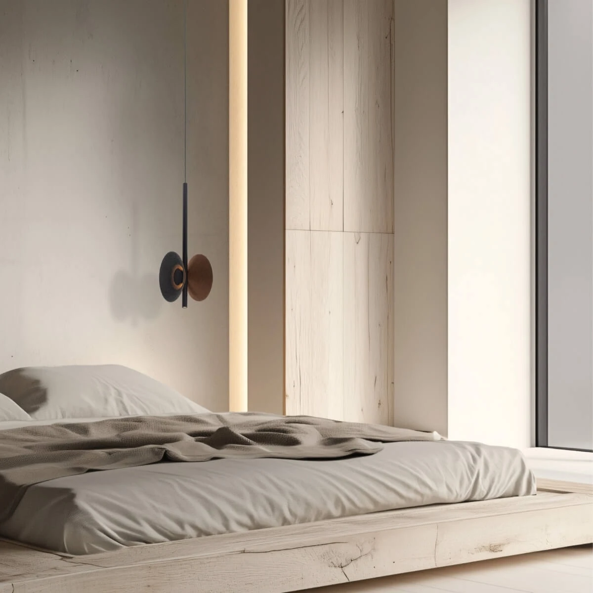 Acoustic Panel LED Pendant Light, Brown & Grey