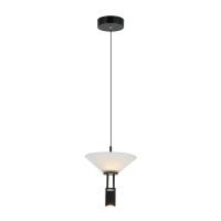 Sleek Black LED Pendant Light with Opal Glass - Image 2