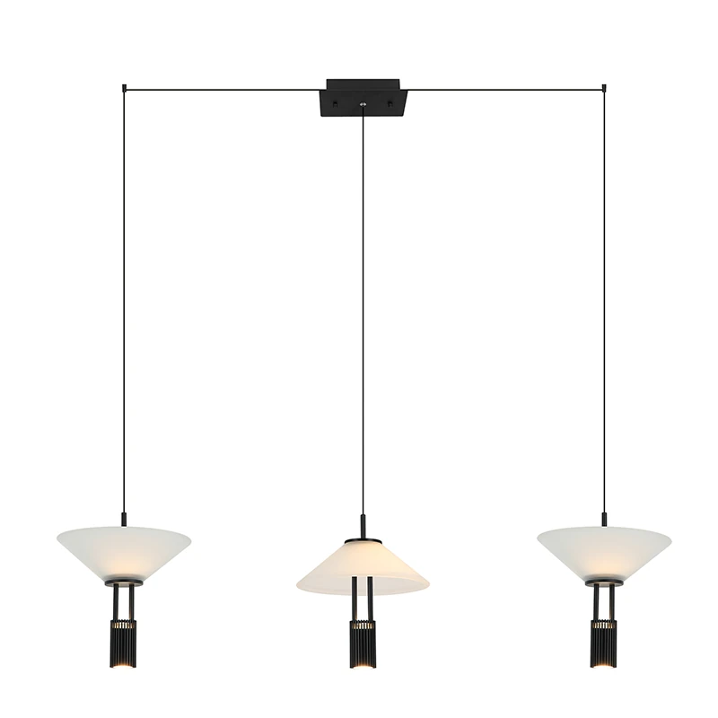Modernus 3-jų šviesų LED pakabinamas šviestuvas, juodas matinis