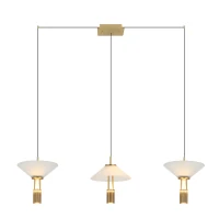 Matt Gold Triple LED Pendant Light with Opal Glass, 120 cm - Image 1