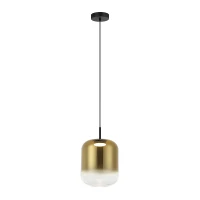 LED Pakabinamas Šviestuvas su Aukso Stiklu ir Juodu Matiniu Metalu, 36 cm - Nuotrauka 1