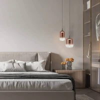 Pakabinamas LED šviestuvas su vario ombrė stiklu, juodas matinis, 36cm - Nuotrauka 3