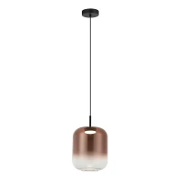 Pakabinamas LED šviestuvas su vario ombrė stiklu, juodas matinis, 36cm - Nuotrauka 2
