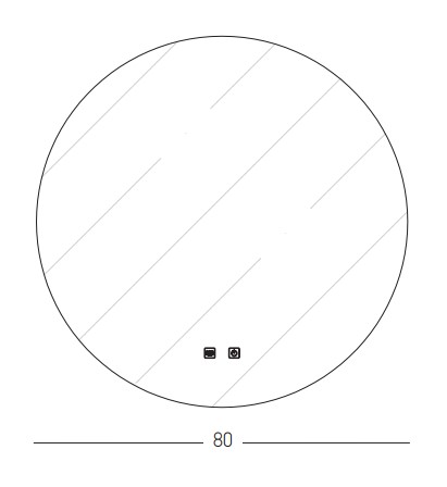 LED veidrodis Ø80 cm – apvalus, be rėmo, su antirasojimo funkcija, neutrali balta šviesa (4000K) - Nuotrauka 3