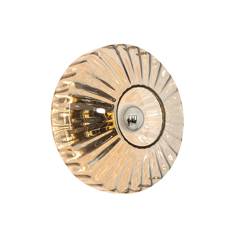 Fluted Smoked Glass Wall Light with Dark Grey Base