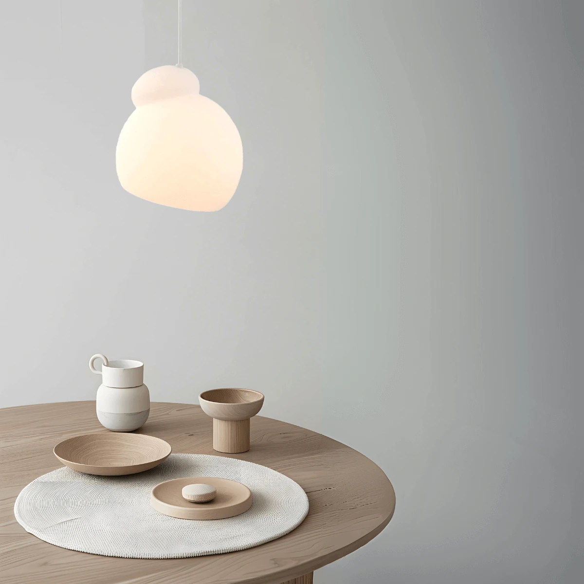 White Opal Glass Sculptural Pendant Light