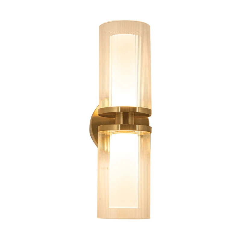 LED Wall Sconce with Ribbed Glass and Gold Finish