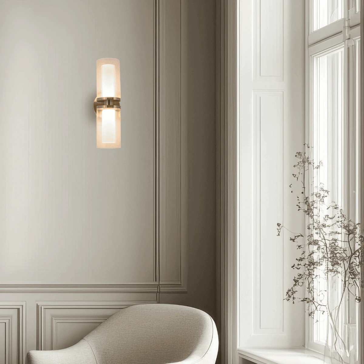 LED Wall Sconce with Ribbed Glass and Gold Finish