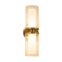 LED Wall Sconce with Ribbed Glass and Gold Finish - Image 2