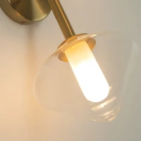 Gold Matt Double Wall Sconce with Clear & Opal Glass - Image 3