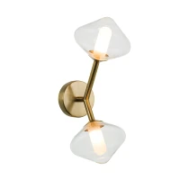 Gold Matt Double Wall Sconce with Clear & Opal Glass - Image 2