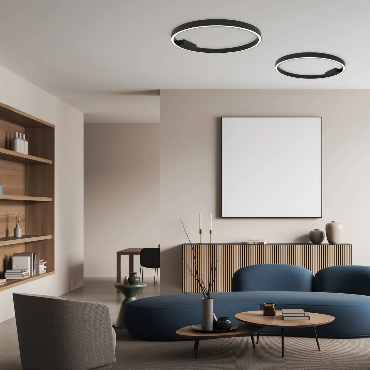 Round Black Matt Dimmable LED Ceiling Light
