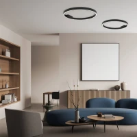 Apvalus LED Lubinis Šviestuvas Ø80cm, Matinė Juoda, Reguliuojamas - Nuotrauka 1