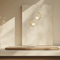 LED pakabinamas šviestuvas 7W 3000K aukso matinio aliuminio, skaidraus stiklo - Nuotrauka 1