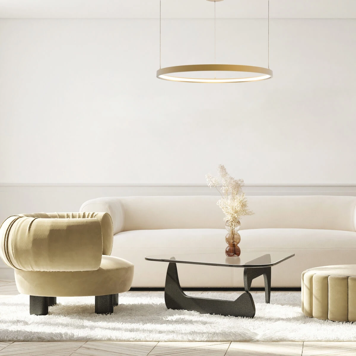 Gold Matt LED Ring Pendant Light