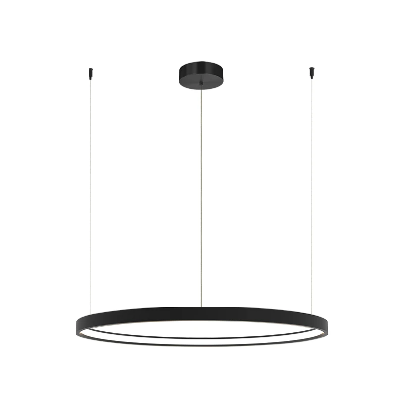 Juodas matinis 60cm LED pakabinamas žiedinis šviestuvas