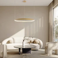 Gold Matt Dimmable LED Ring Pendant Light - Image 1