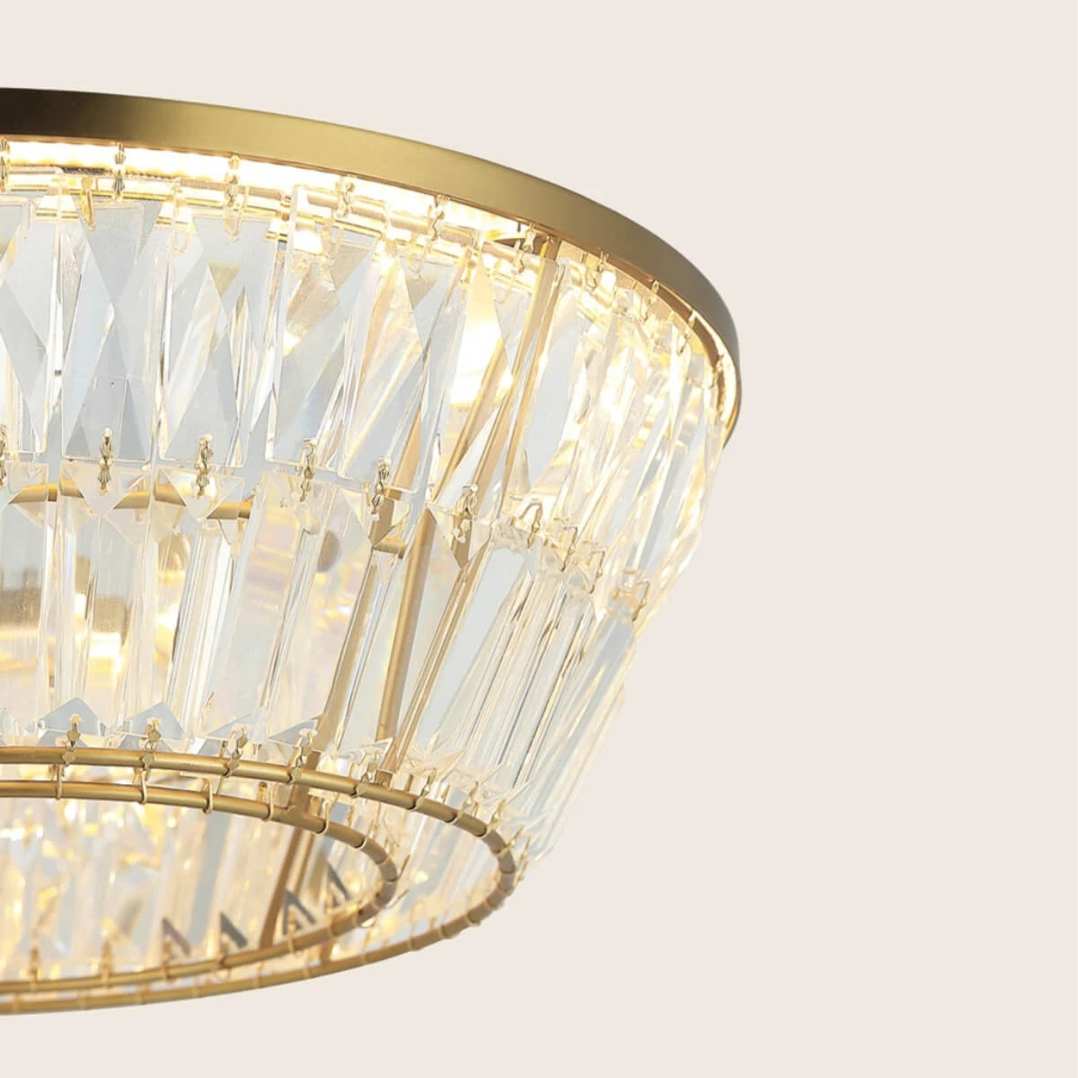 Crystal & Antique Brass Dimmable LED Pendant Light
