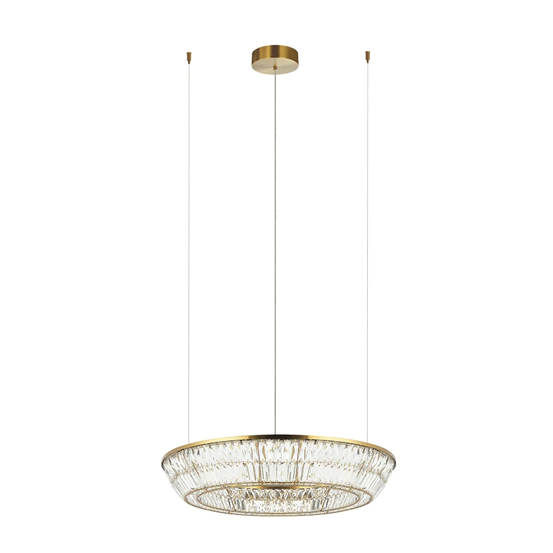 Crystal & Antique Brass Dimmable LED Pendant Light