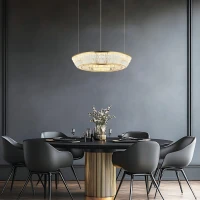 Crystal & Antique Brass Dimmable LED Pendant Light - Image 1