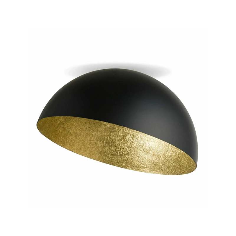 Lubinis Šviestuvas Pusiau Kupolas, Juodas Matinis ir Aukso Lapas, E27, Ø50cm
